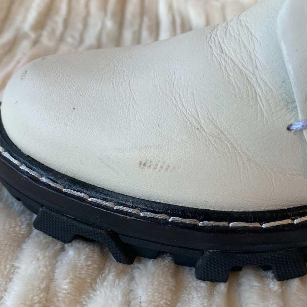 Rag & Bone Shiloh Combat Boots White Leather Black Lug Sole Women’s 39 (8.5–9) - Picture 13 of 14
